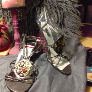 CARLOS Pewter High Heeled Sandals Size 10M